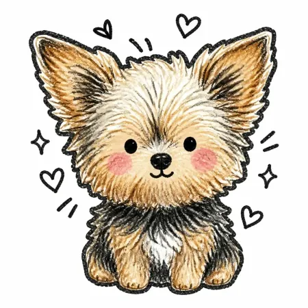 Un yorkshire dessiné en style Doudou